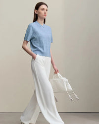 Button-Down Collar Openwork Shirt