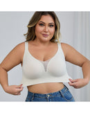 Plus-size wire-free semi-fixed push-up bra