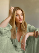 Pleated Blouse & Wide Leg Pants Set