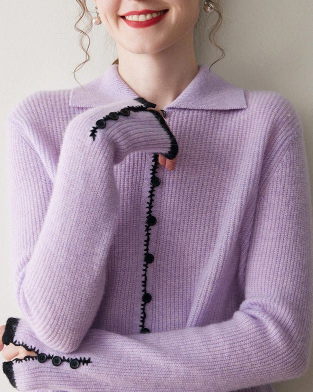 Cashmere Button-Down Knitted Chanel-Style Sweater