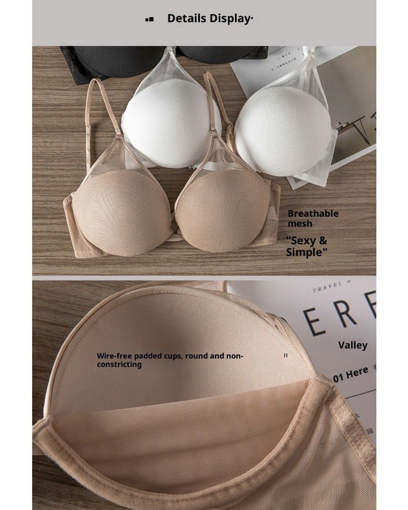 U-shaped mesh neck and back underwear Bra