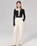 Wool High-Waisted Floor-Length Wide-Leg Pants