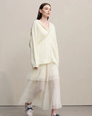 New Hooded Openwork Jacquard Knit Cardigan