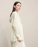 New Hooded Openwork Jacquard Knit Cardigan
