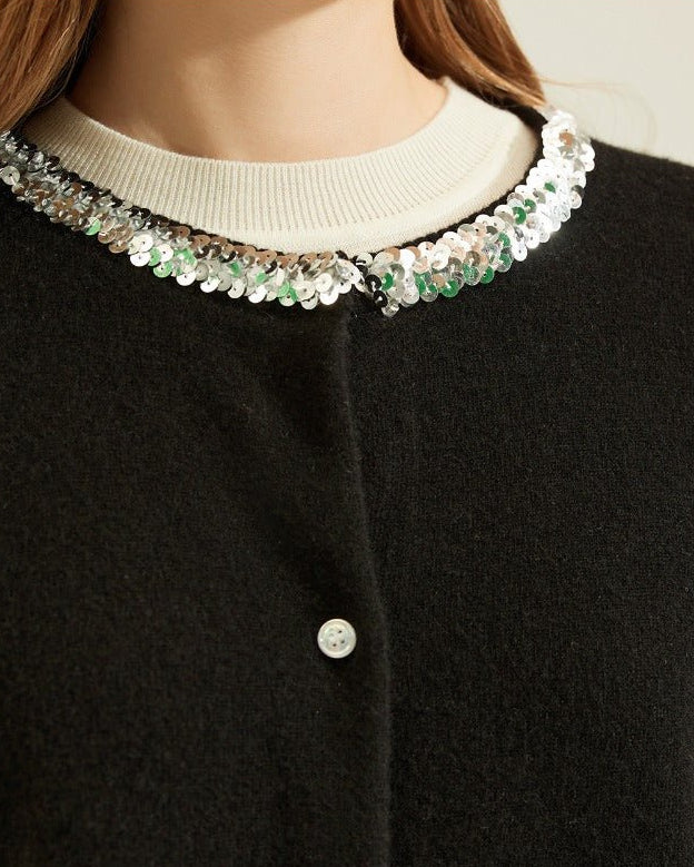 Cashmere Sequined Chanel-Style Sweater