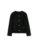 Single-Breasted Crew Neck Short Wool Coat