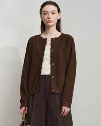 Elegant And Versatile Round Neck Knit Cardigan