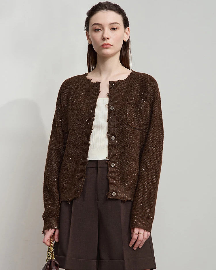 Elegant And Versatile Round Neck Knit Cardigan