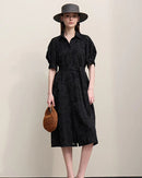 Casual Loose Embroidered A-Line Belted Long Skirt