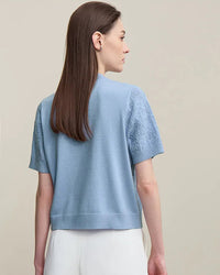 Button-Down Collar Openwork Shirt