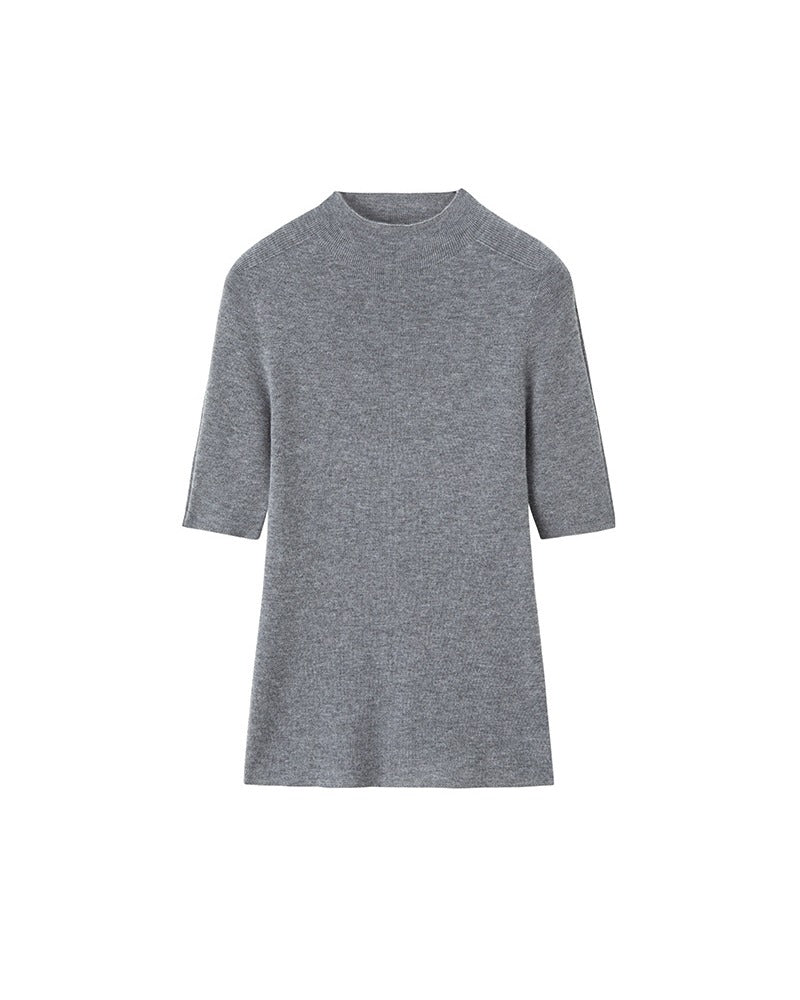 Cashmere Mid-Sleeve Turtleneck Sweater