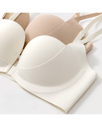 Double front-fastening push-up bra
