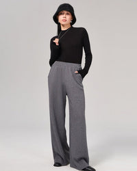 Wool High-Waisted Floor-Length Wide-Leg Pants