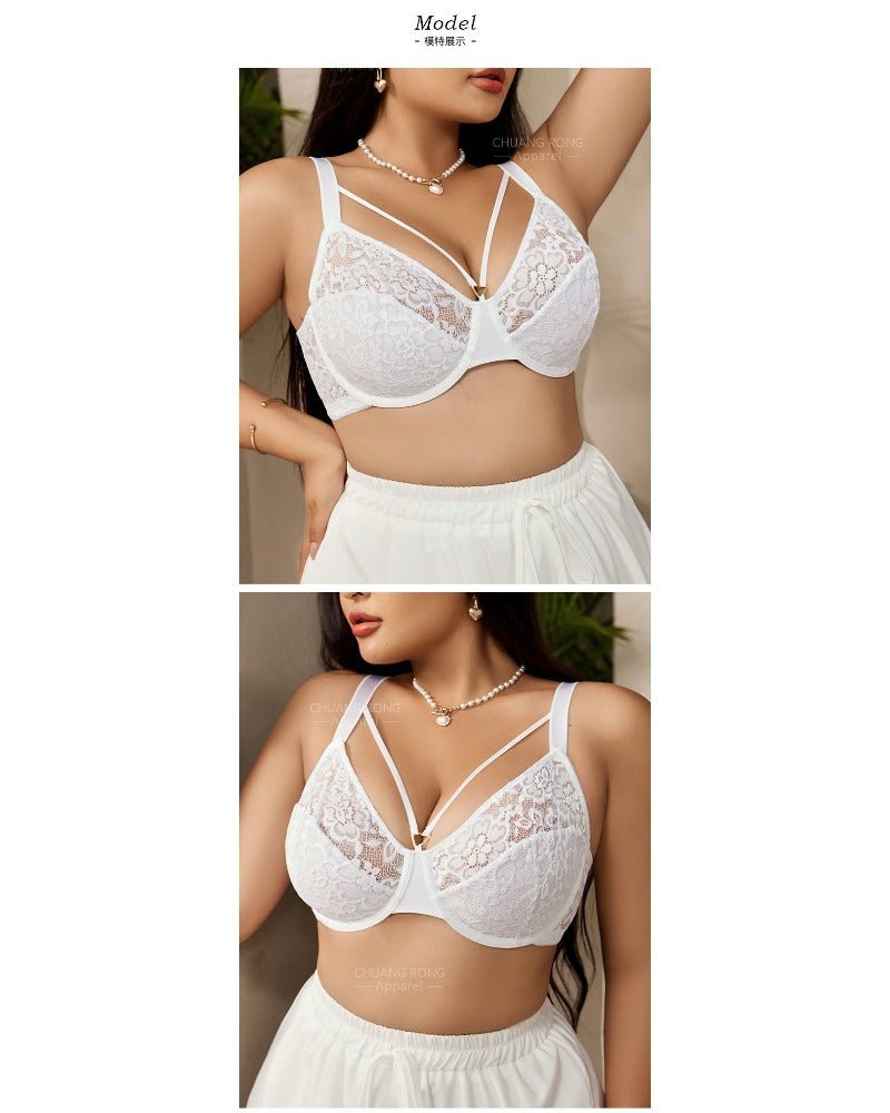 Plus-size lace thin full-cup bra