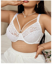 Plus-size lace thin full-cup bra