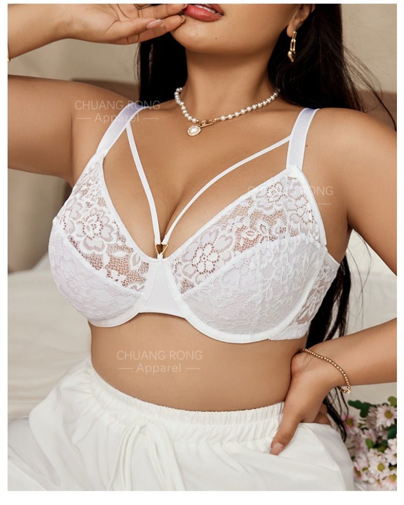 Plus-size lace thin full-cup bra