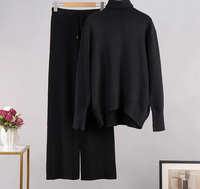 Thick Turtleneck Sweater & Wide Leg Pants Set