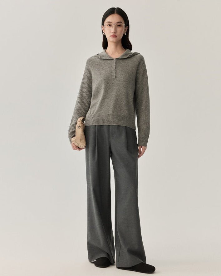 Sheep Wool Hooded Knit Pullover Sweater