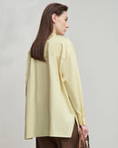 Simple Pure Cotton Long-Sleeved Button Pullover Shirt