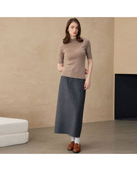 Cashmere Mid-Sleeve Turtleneck Sweater