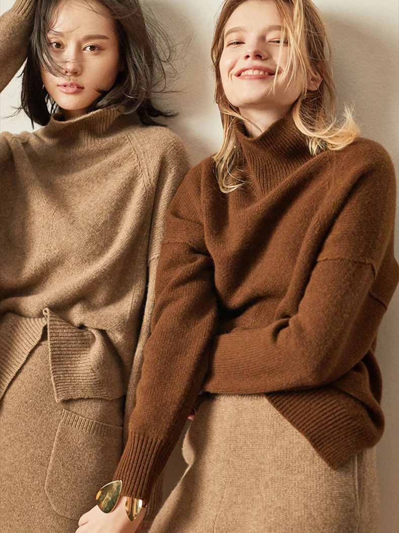 High-Necked Wool Pullover Sweater