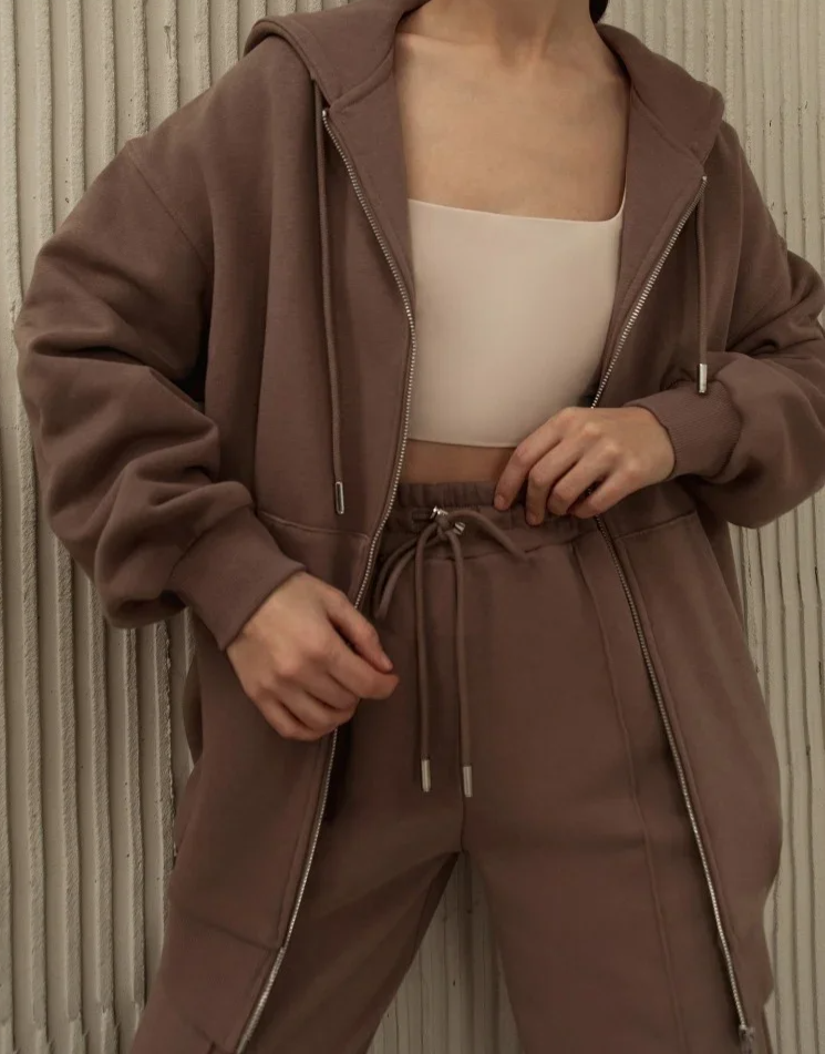 Oversized Fleece Hooded Sweatshirt Tracksuits