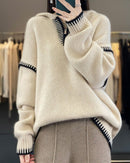 Pure Wool Loose-Fitting Stylish Hooded Sweater