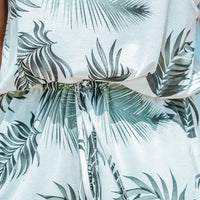 Tropical Leaf Print Lace Up Cami Romper