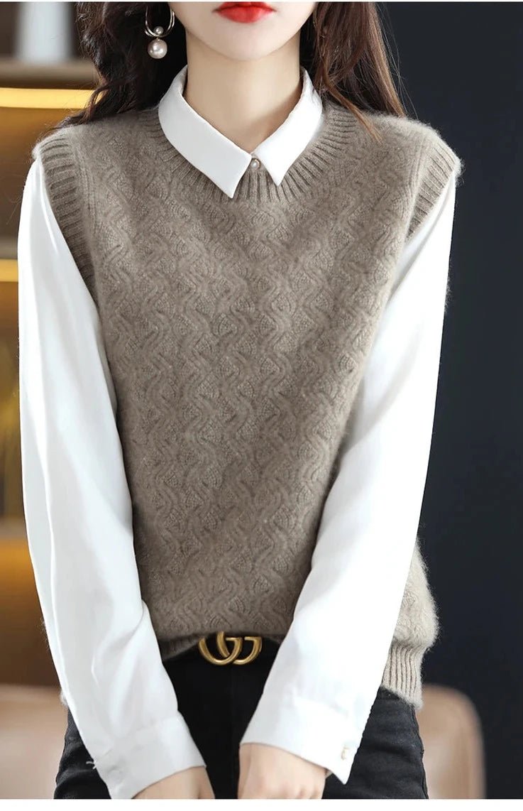 Crewneck Wool Knitted Vest