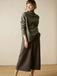 High-Necked Wool Pullover Sweater