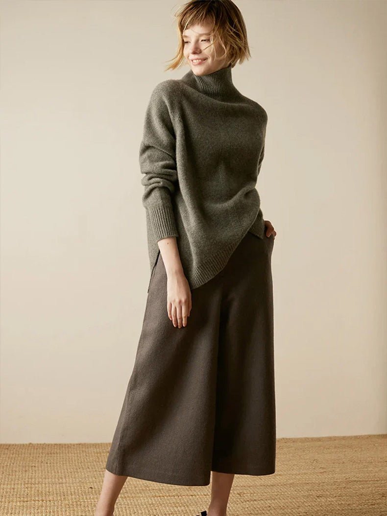 High-Necked Wool Pullover Sweater