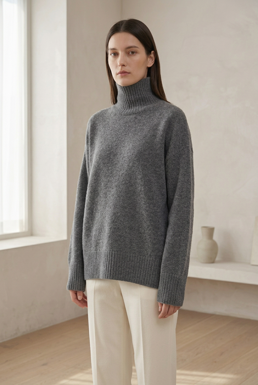 Wool Loose Turtleneck Sweater