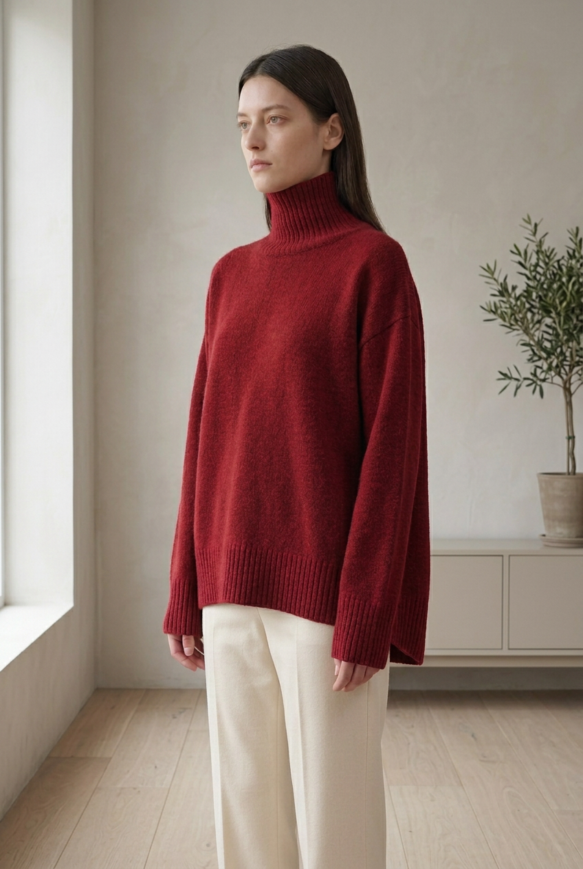 Wool Loose Turtleneck Sweater