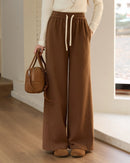 High-Waisted Slim-Fit Straight Wide-Leg Pants