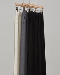 Wool High-Waisted Floor-Length Wide-Leg Pants