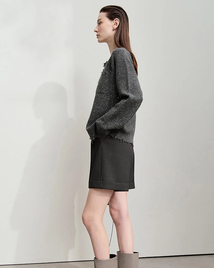 Elegant And Versatile Round Neck Knit Cardigan