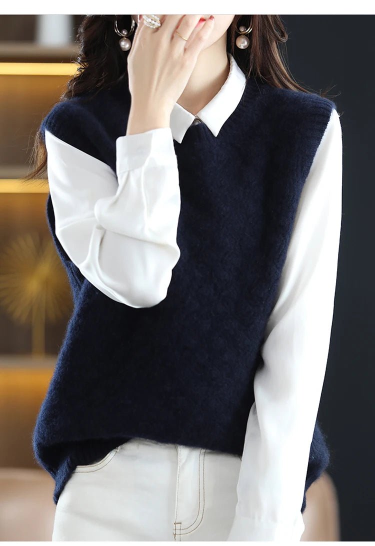 Crewneck Wool Knitted Vest