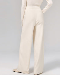 Wool High-Waisted Floor-Length Wide-Leg Pants