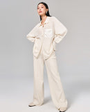 Wool High-Waisted Floor-Length Wide-Leg Pants