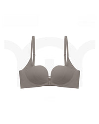 Double front-fastening push-up bra