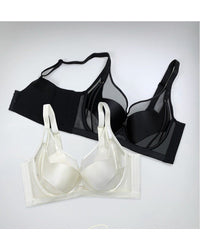Satin mesh push-up and lifting bra