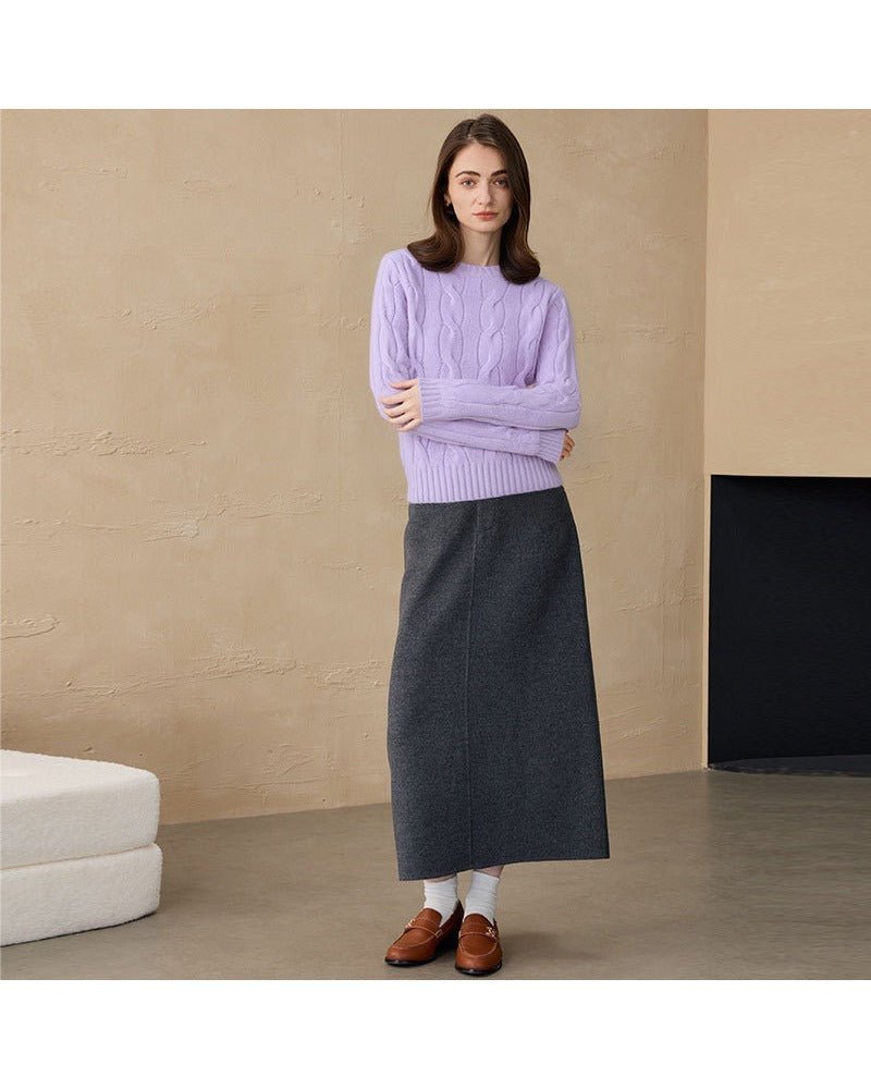 Cashmere Crew Neck Cable Knit Sweater