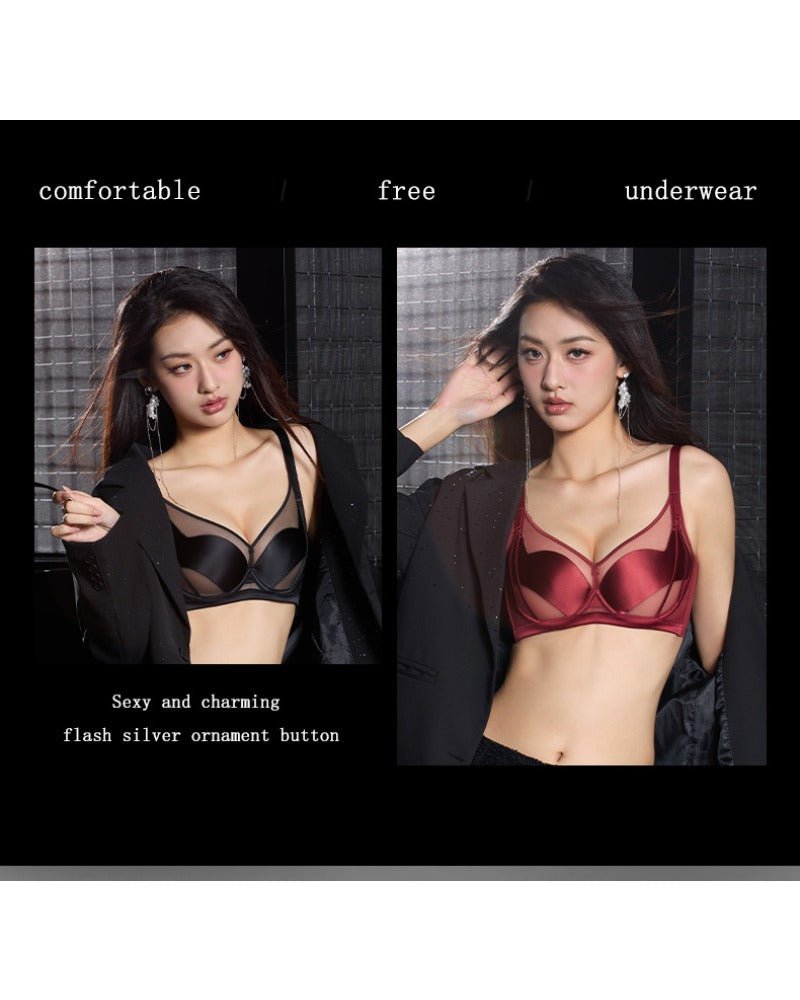 Satin mesh push-up and lifting bra