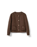 Single-Breasted Crew Neck Short Wool Coat