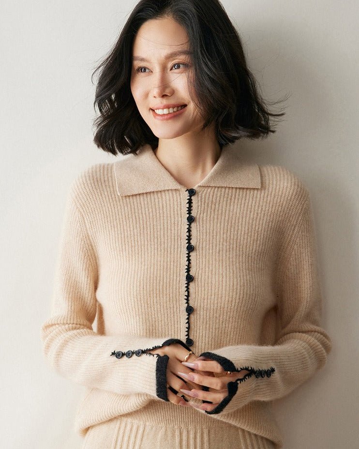 Cashmere Button-Down Knitted Chanel-Style Sweater