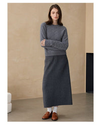 Cashmere Crew Neck Hollow Knitted Sweater