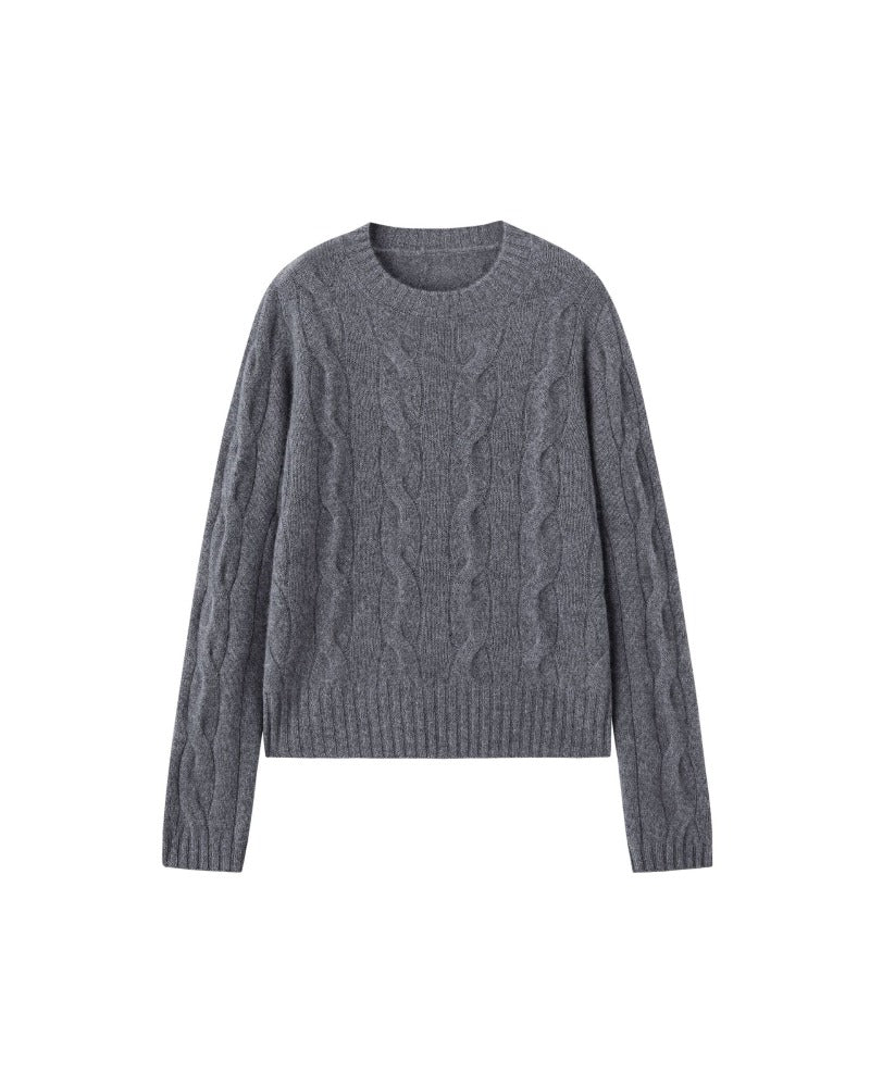 Cashmere Crew Neck Cable Knit Sweater