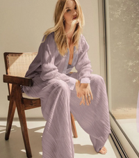 Pleated Blouse & Wide Leg Pants Set