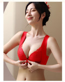 Front-fastening push-up bra to minimize side breast tissue