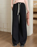 High-Waisted Slim-Fit Straight Wide-Leg Pants
